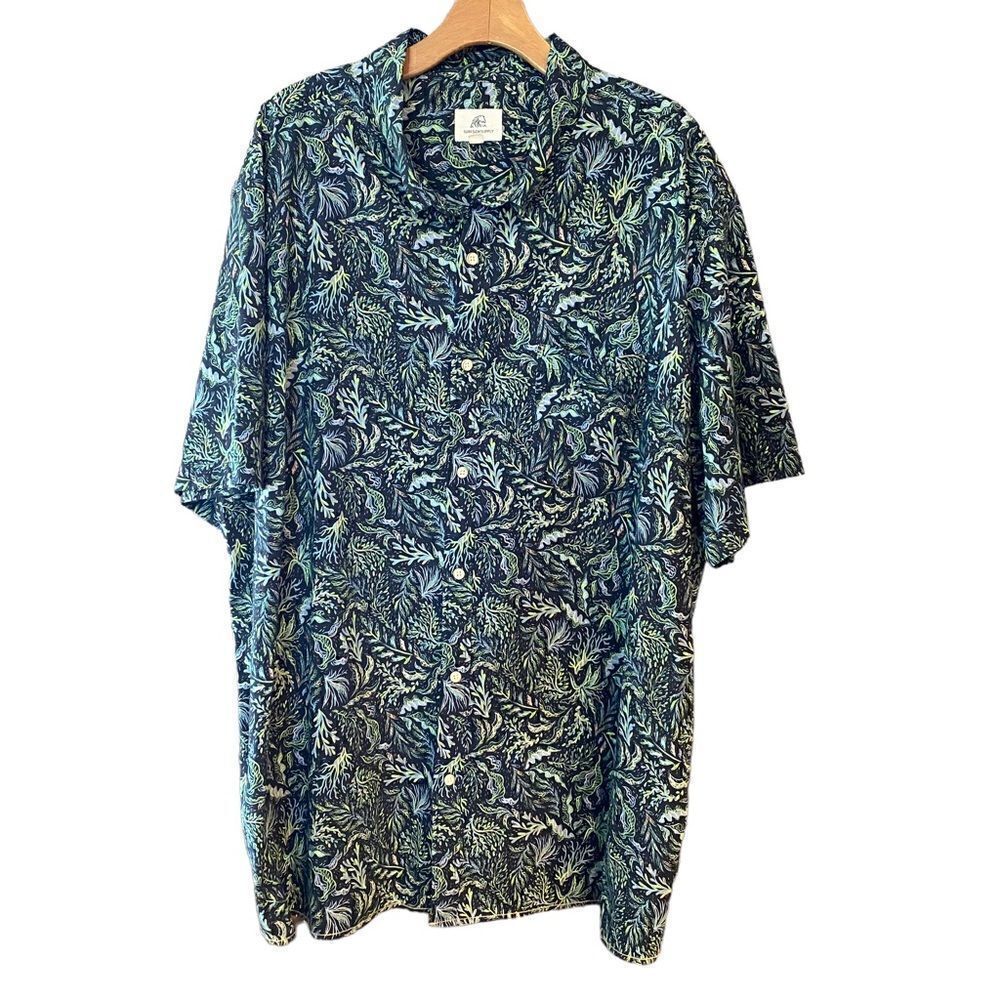 SURFSIDE SUPPLY Sz 3XB Green Surf Beach Cotton Short Sleeve Button Down Shirt